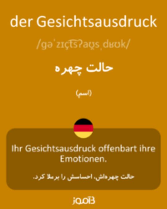  تصویر der Gesichtsausdruck - دیکشنری انگلیسی بیاموز