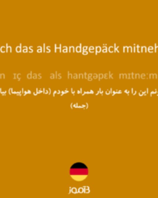  تصویر Kann ich das als Handgepäck mitnehmen? - دیکشنری انگلیسی بیاموز