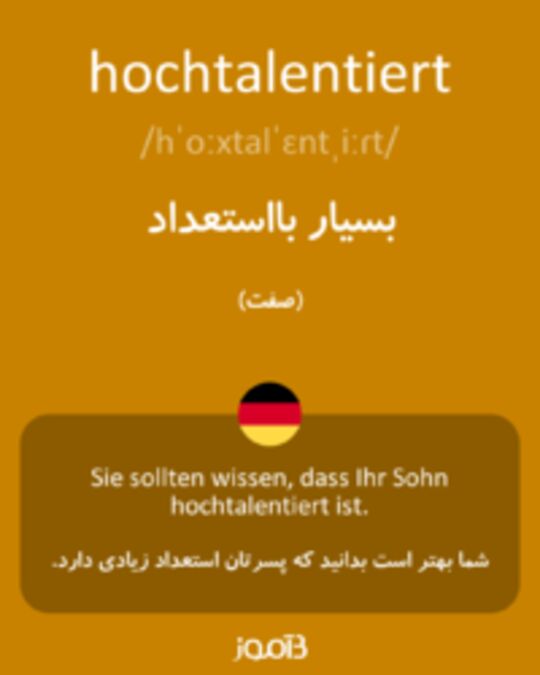  تصویر hochtalentiert - دیکشنری انگلیسی بیاموز