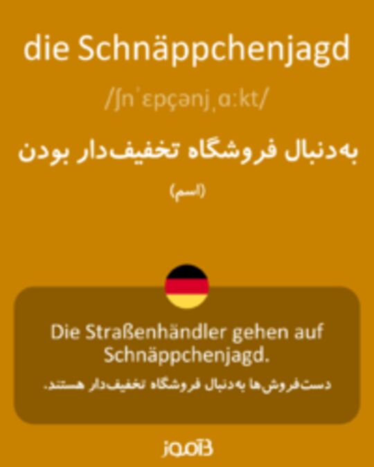  تصویر die Schnäppchenjagd - دیکشنری انگلیسی بیاموز