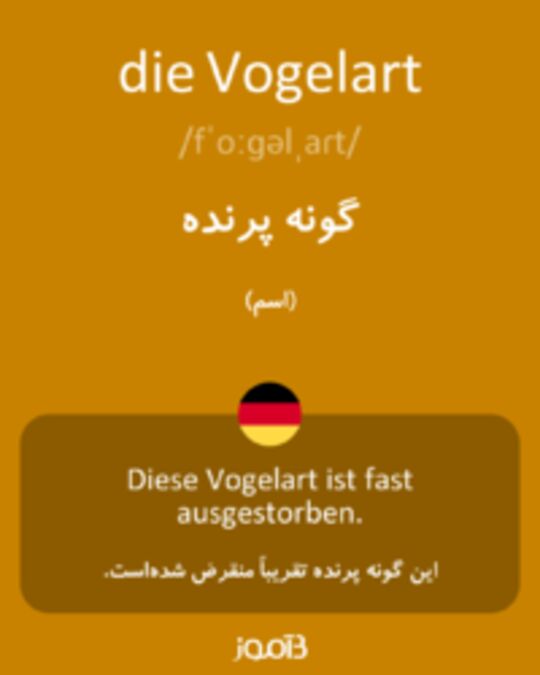  تصویر die Vogelart - دیکشنری انگلیسی بیاموز