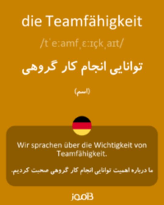  تصویر die Teamfähigkeit - دیکشنری انگلیسی بیاموز