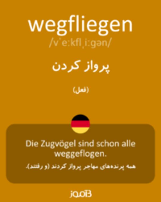  تصویر wegfliegen - دیکشنری انگلیسی بیاموز