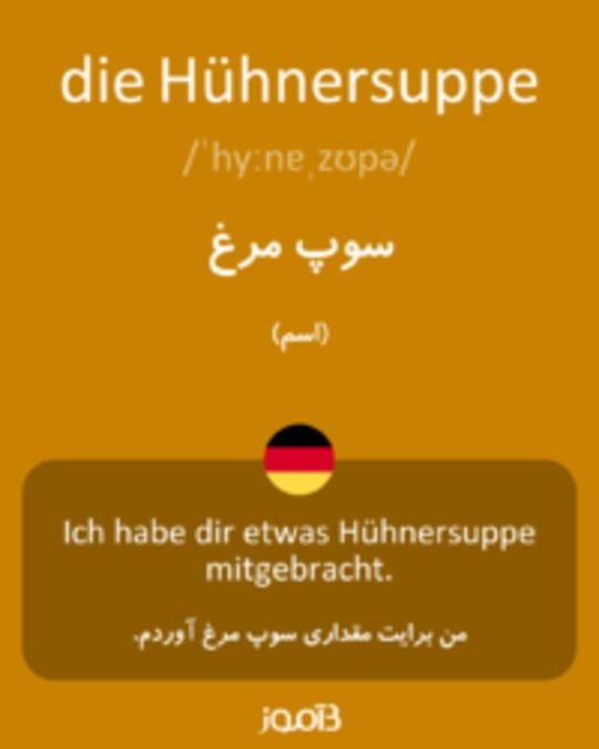  تصویر die Hühnersuppe - دیکشنری انگلیسی بیاموز