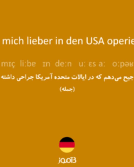  تصویر Ich möchte mich lieber in den USA operieren lassen. - دیکشنری انگلیسی بیاموز