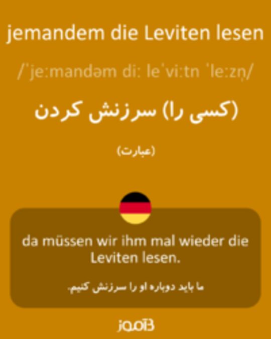  تصویر jemandem die Leviten lesen - دیکشنری انگلیسی بیاموز