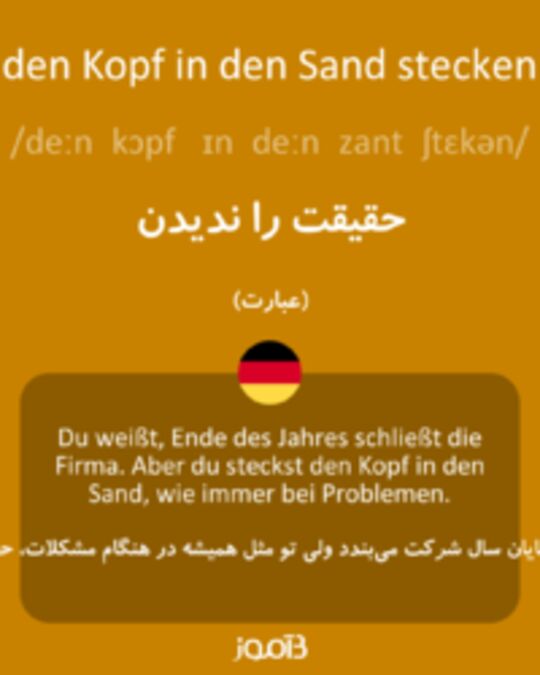  تصویر den Kopf in den Sand stecken - دیکشنری انگلیسی بیاموز