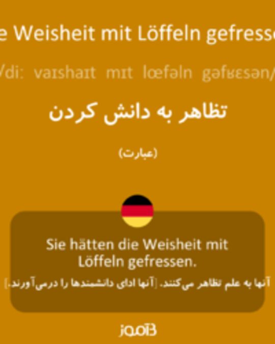  تصویر die Weisheit mit Löffeln gefressen - دیکشنری انگلیسی بیاموز