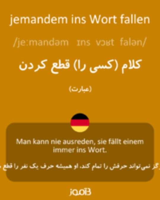  تصویر jemandem ins Wort fallen - دیکشنری انگلیسی بیاموز