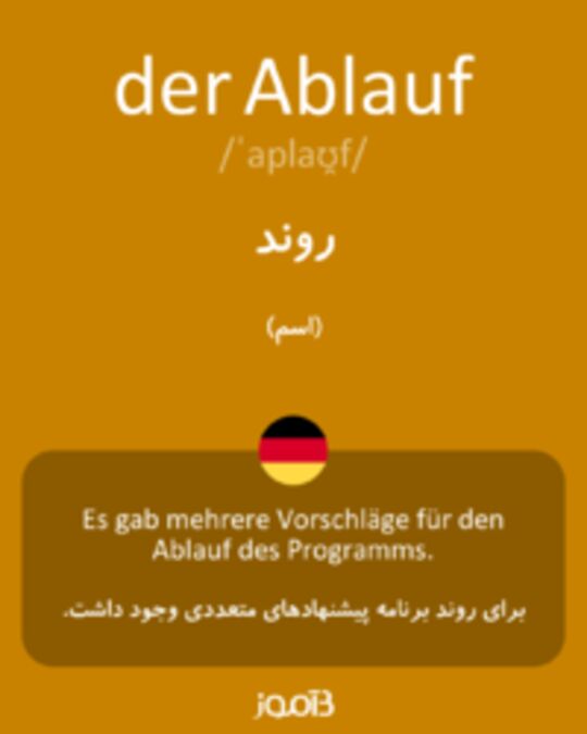  تصویر der Ablauf - دیکشنری انگلیسی بیاموز