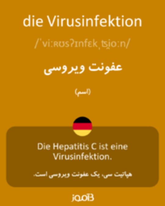  تصویر die Virusinfektion - دیکشنری انگلیسی بیاموز