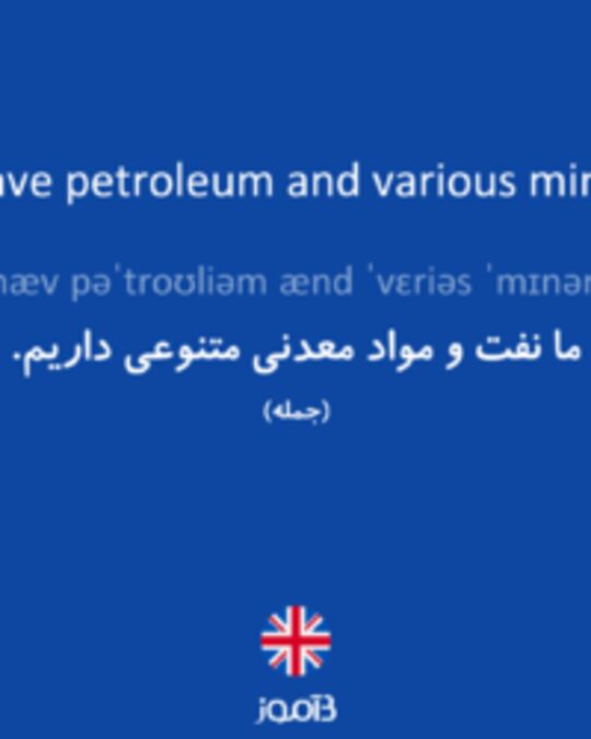  تصویر We have petroleum and various minerals. - دیکشنری انگلیسی بیاموز