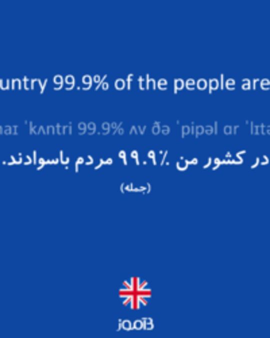  تصویر In my country 99.9% of the people are literate. - دیکشنری انگلیسی بیاموز