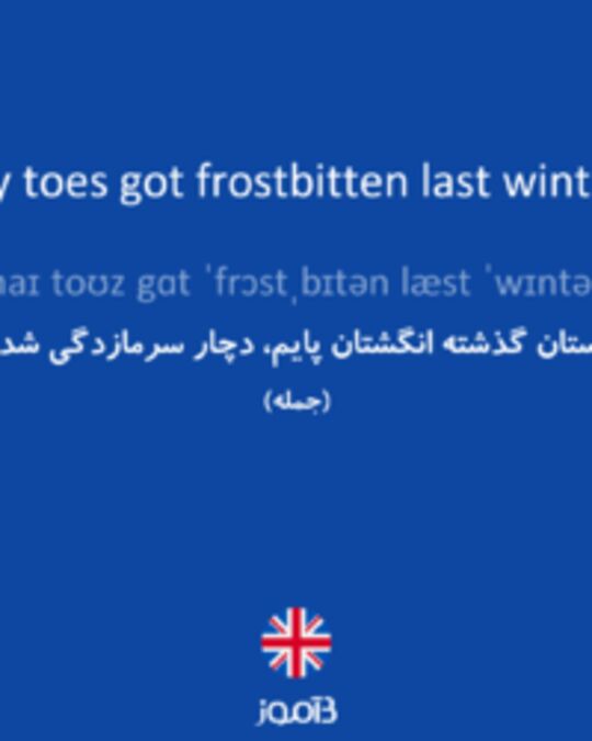  تصویر My toes got frostbitten last winter. - دیکشنری انگلیسی بیاموز