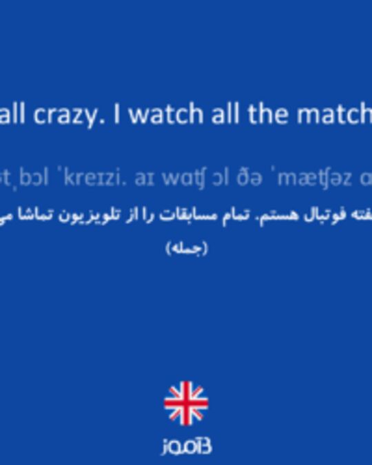  تصویر I'm football crazy. I watch all the matches on TV. - دیکشنری انگلیسی بیاموز