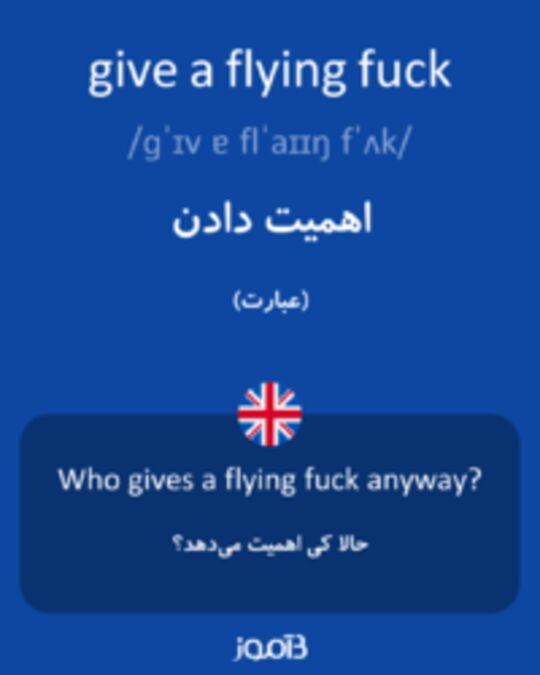  تصویر give a flying fuck - دیکشنری انگلیسی بیاموز