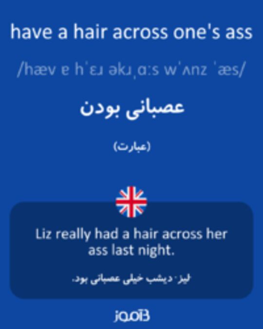  تصویر have a hair across one's ass - دیکشنری انگلیسی بیاموز