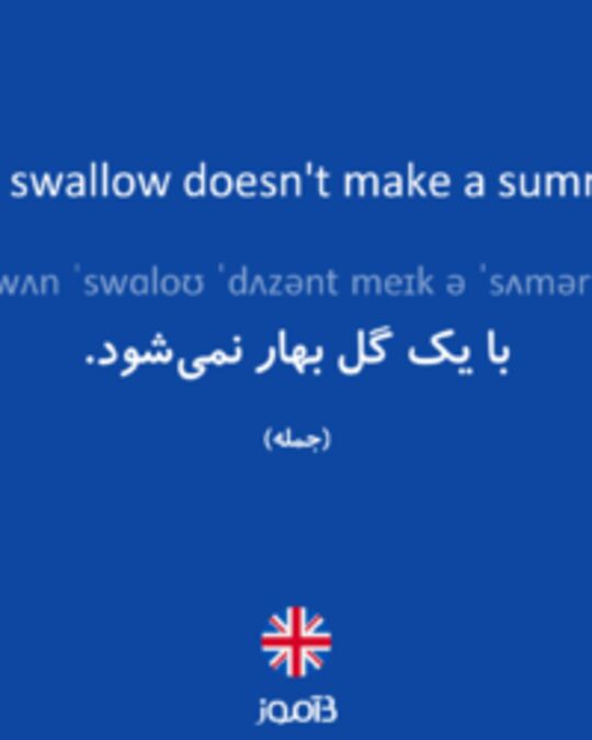  تصویر One swallow doesn't make a summer. - دیکشنری انگلیسی بیاموز