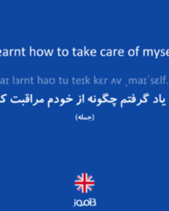  تصویر I learnt how to take care of myself. - دیکشنری انگلیسی بیاموز