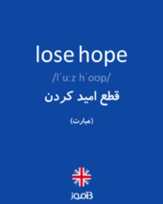  تصویر lose hope - دیکشنری انگلیسی بیاموز