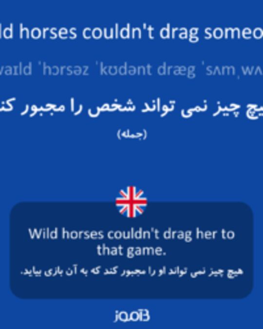  تصویر wild horses couldn't drag someone - دیکشنری انگلیسی بیاموز