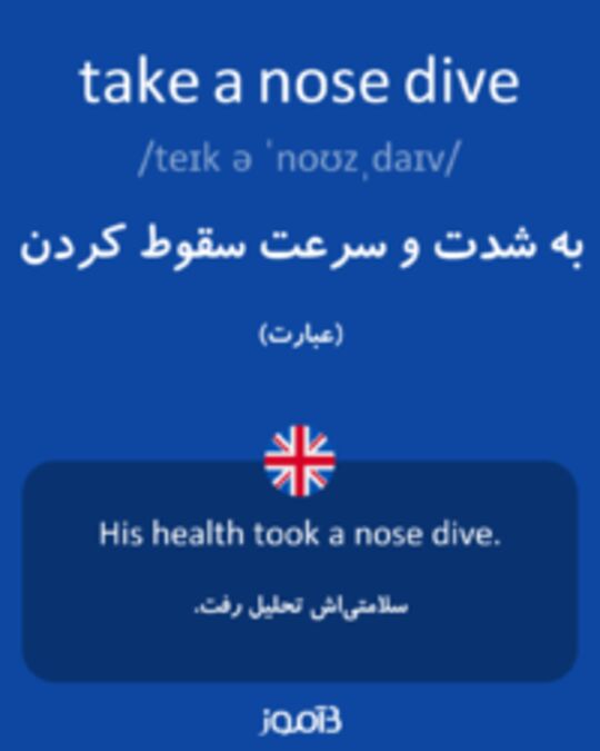  تصویر take a nose dive - دیکشنری انگلیسی بیاموز