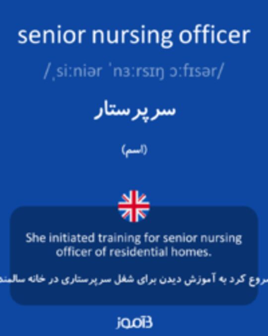  تصویر senior nursing officer - دیکشنری انگلیسی بیاموز