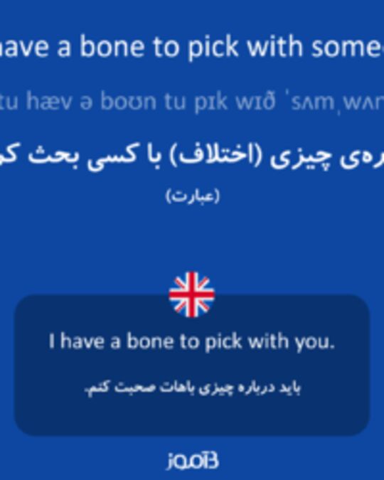  تصویر to have a bone to pick with someone - دیکشنری انگلیسی بیاموز