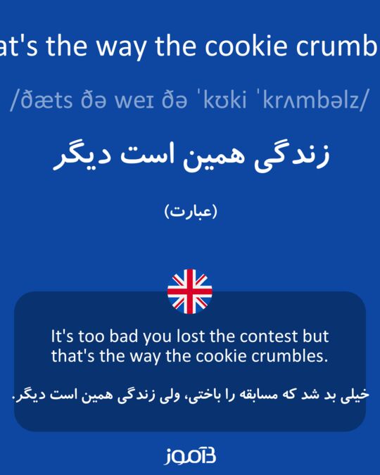 ترجمه کلمه That S The Way The Cookie Crumbles به فارسی دیکشنری انگلیسی بیاموز