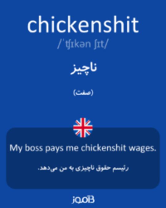  تصویر chickenshit - دیکشنری انگلیسی بیاموز