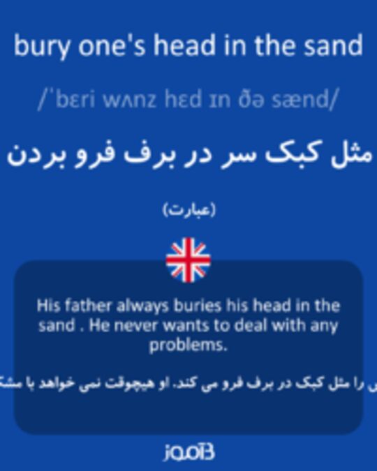  تصویر bury one's head in the sand - دیکشنری انگلیسی بیاموز