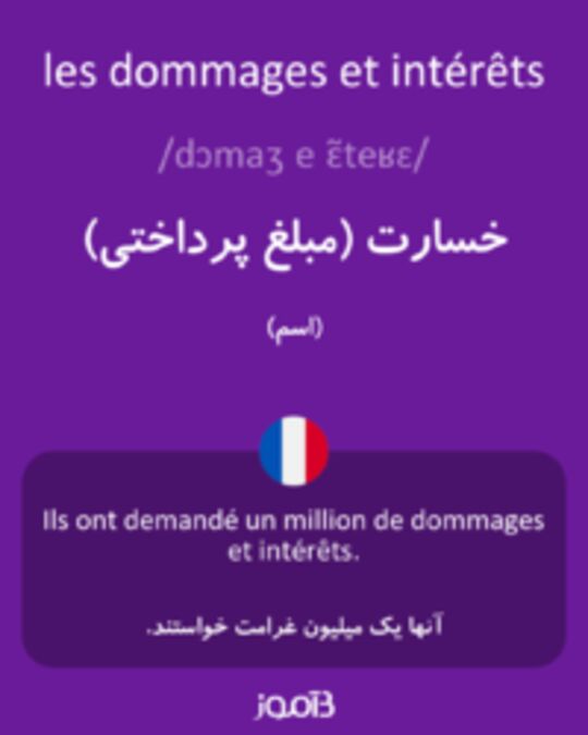  تصویر les dommages et intérêts - دیکشنری انگلیسی بیاموز