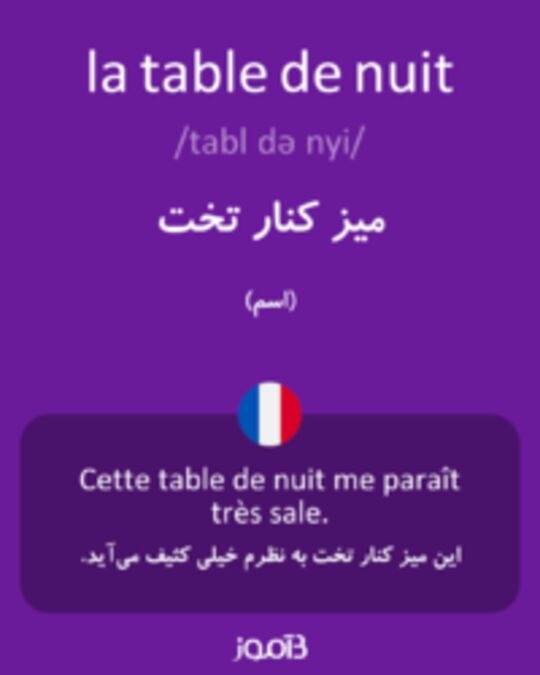  تصویر la table de nuit - دیکشنری انگلیسی بیاموز