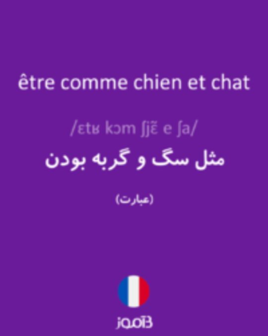  تصویر être comme chien et chat - دیکشنری انگلیسی بیاموز