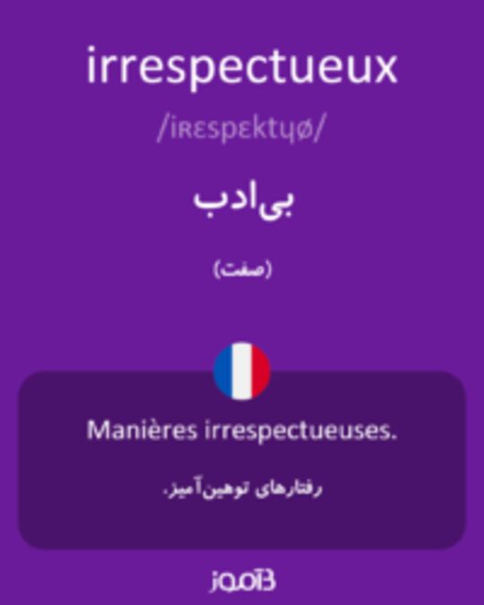  تصویر irrespectueux - دیکشنری انگلیسی بیاموز