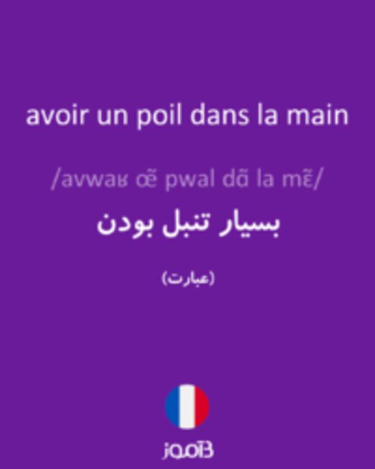  تصویر avoir un poil dans la main - دیکشنری انگلیسی بیاموز