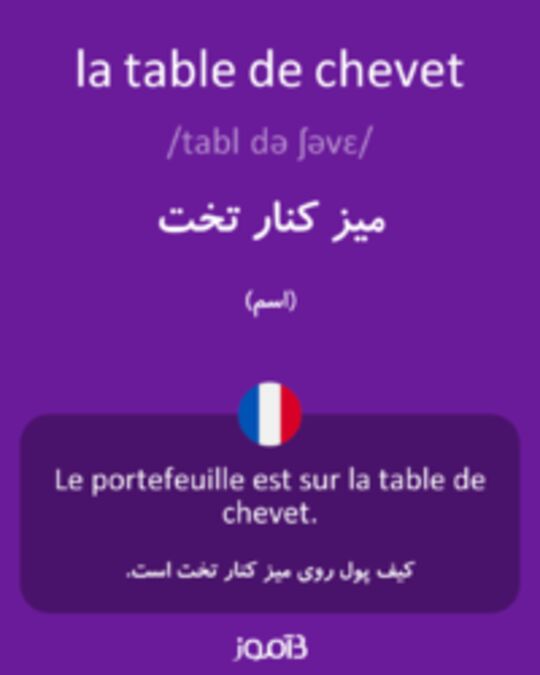  تصویر la table de chevet - دیکشنری انگلیسی بیاموز