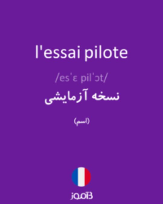  تصویر l'essai pilote - دیکشنری انگلیسی بیاموز