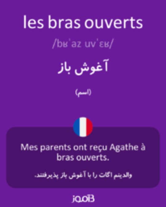  تصویر les bras ouverts - دیکشنری انگلیسی بیاموز