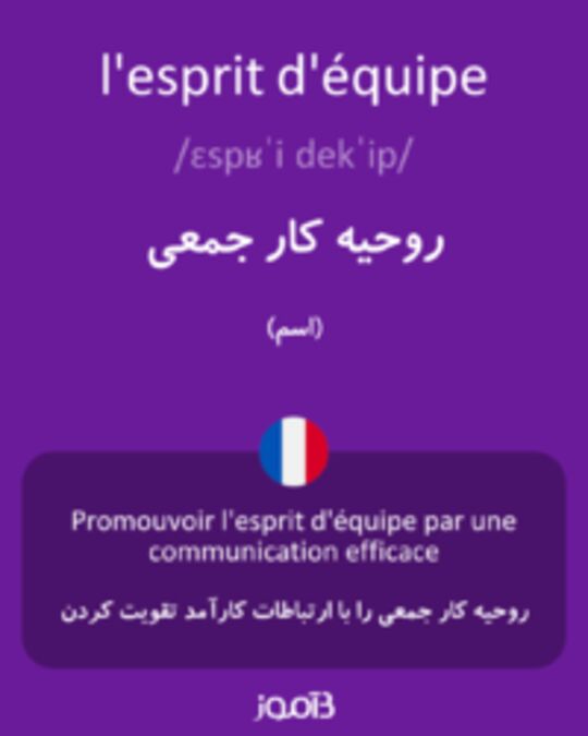  تصویر l'esprit d'équipe - دیکشنری انگلیسی بیاموز