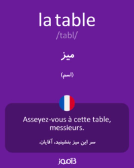  تصویر la table - دیکشنری انگلیسی بیاموز