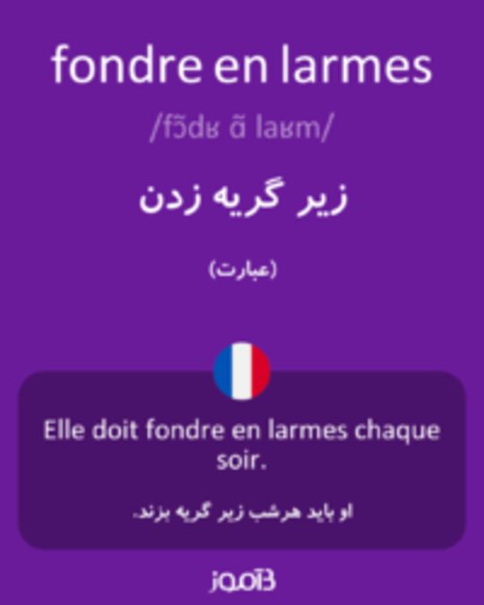  تصویر fondre en larmes - دیکشنری انگلیسی بیاموز