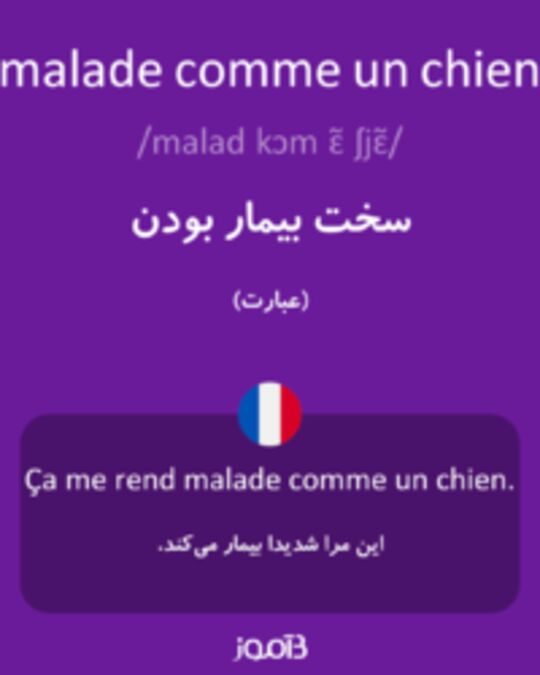  تصویر malade comme un chien - دیکشنری انگلیسی بیاموز