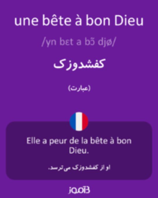  تصویر une bête à bon Dieu - دیکشنری انگلیسی بیاموز