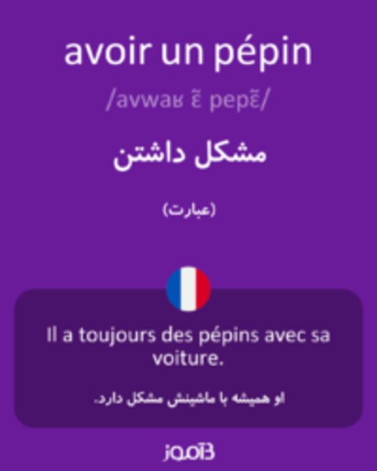  تصویر avoir un pépin - دیکشنری انگلیسی بیاموز