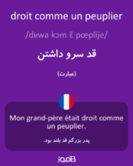  تصویر droit comme un peuplier - دیکشنری انگلیسی بیاموز