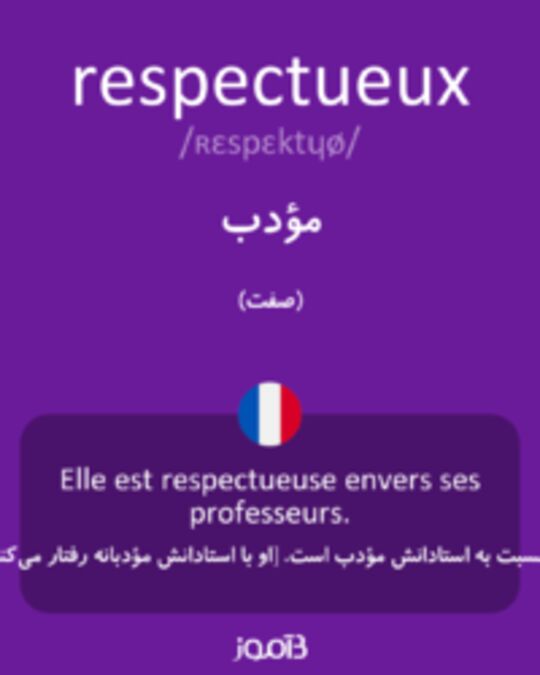  تصویر respectueux - دیکشنری انگلیسی بیاموز