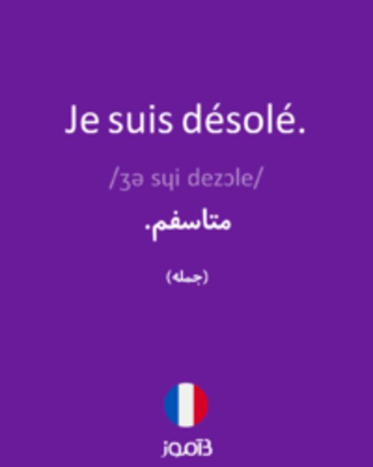  تصویر Je suis désolé. - دیکشنری انگلیسی بیاموز