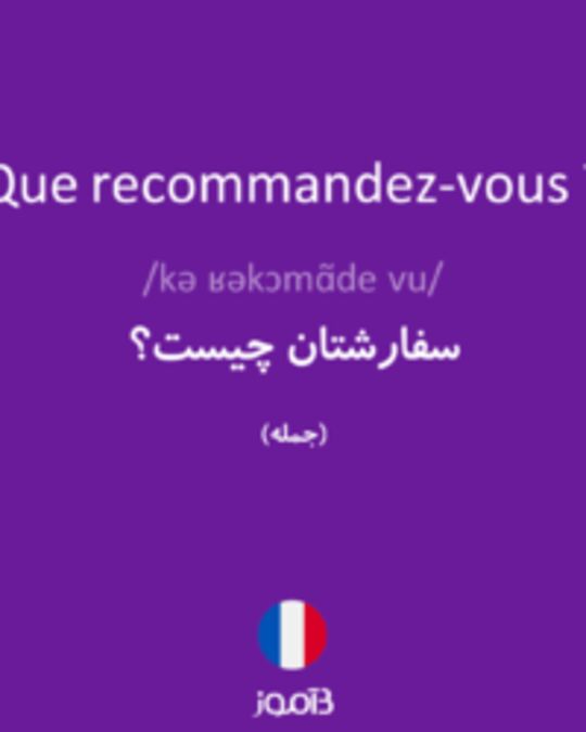  تصویر Que recommandez-vous ? - دیکشنری انگلیسی بیاموز