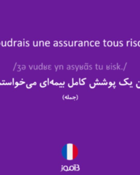  تصویر Je voudrais une assurance tous risques. - دیکشنری انگلیسی بیاموز